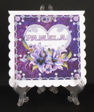 8 x 8 Lily Names a - Z 'pamela' Decoupage Card Topper by Joan Prince