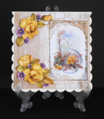 Yellow Rose Card with Decoupage by Joan Prince