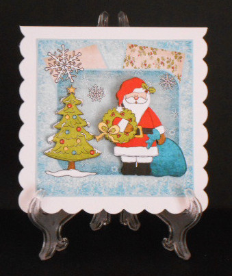 Santa Clause and Tree Card with Decoupage by Joan Prince