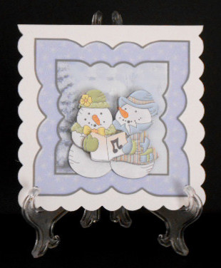 Snowman Carol Singers Card with Decoupage by Joan Prince