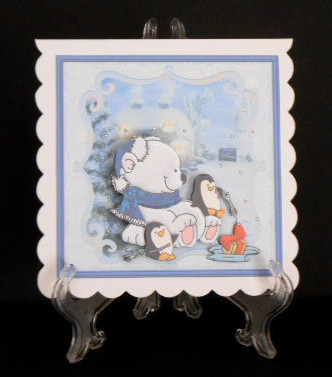 Polar Bear and Penguin Friends Fishing Card by Joan Prince