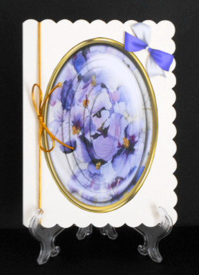 Beautiful Lilac Pansys in a Gold Oval Frame  by Joan Prince