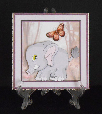 Nell the Elephant Card with Decoupage by Joan Prince