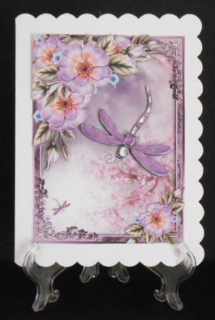 Lilac Dragonfly Card Front by Joan Prince