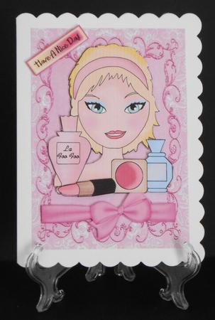 I Love to Wear Makeup, Pretty Girl with Bow by Joan Prince