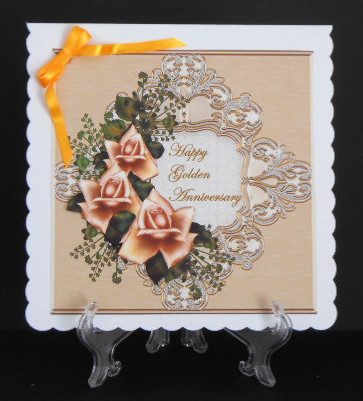 Cream/gold Antique Roses Golden Anniversary by Joan Prince