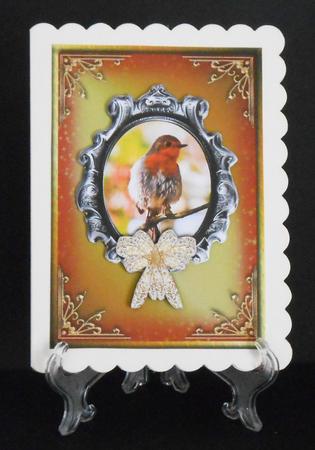 Robin Red Breast Card Front with Decoupage by Joan Prince