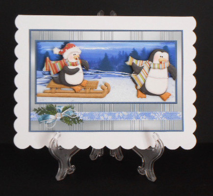 Sledging Fun Card with Decoupage by Joan Prince