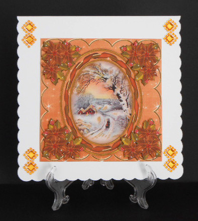 Winter Sunset 7in Oval Ribbon Decoupage Topper Sheet by Joan Prince