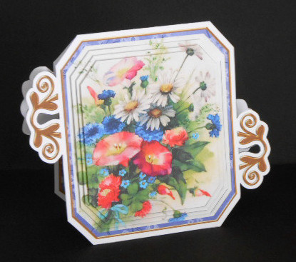 Blue Wildflowers Fancy Emerald Decoupage Card Mini Kit by Joan Prince
