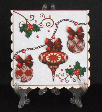 Holiday Baubles Topper with Decoupage by Joan Prince