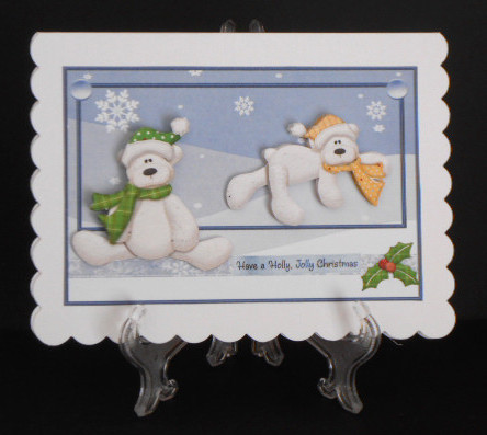 Snow Polar Bears Card with Decoupage by Joan Prince