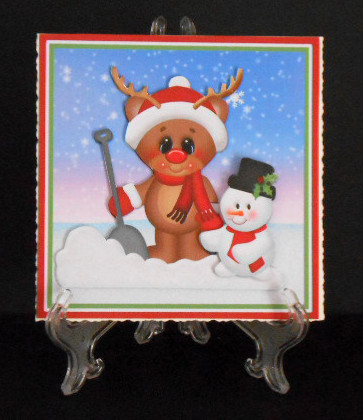 Reindeer and Snowman Quick Card by Joan Prince