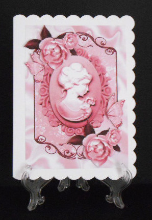 Cameo Lady with Roses in Shades of Rose by Joan Prince