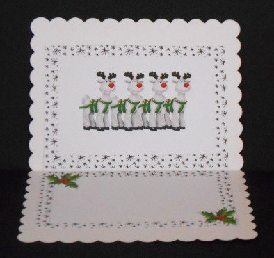 Santas Reindeers with Holly A5 Insert by Joan Prince