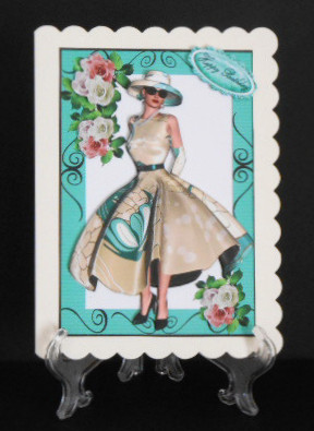 Elegant Lady in Pretty Dress with Roses by Joan Prince