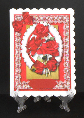 Beautiful Red Roses on a Scalloped Frame  by Joan Prince