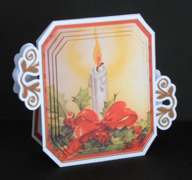 Red Candle Fancy Emerald Decoupage Card Mini Kit by Joan Prince