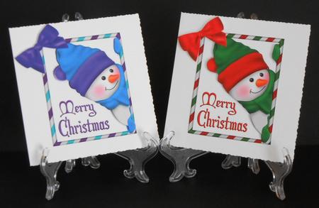 Peeking Snowmen Toppers with Bows by Joan Prince