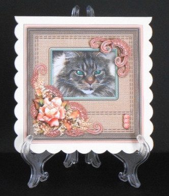 Long Haired Cat with Green Eyes 8in x 8in Decoupage by Joan Prince