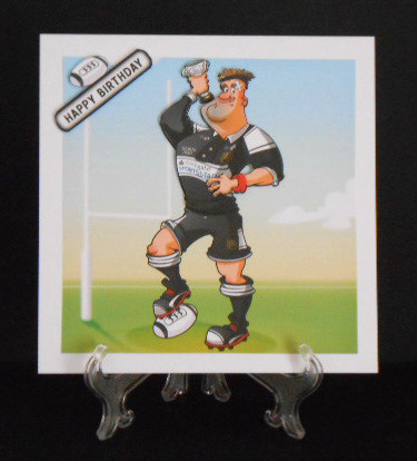 Rugby Dude: Black and White 8x8 Quick Card by Joan Prince