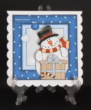 Snowmans Present at Christmas Card by Joan Prince