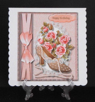 Beautiful Vintage Shoe with Roses and Pearls by Joan Prince