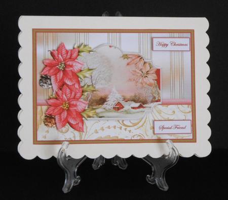 Vintage Christmas Poinsettias Card and Topper by Joan Prince