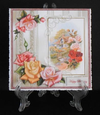 Cottage Rose Card with Decoupage by Joan Prince