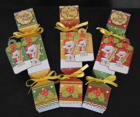 3D Livvy Bear Snowy Scene Christmas Cracker Boxes by Joan Prince