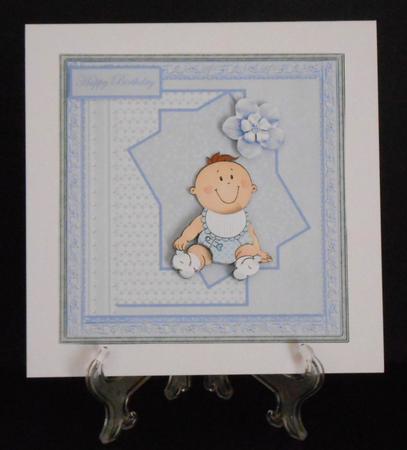 Baby Boy Birthday 7x7 Card with Decoupage by Joan Prince