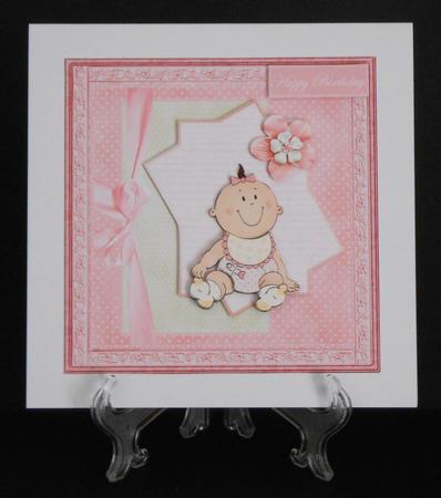 Baby Girl 7x7 Card with Decoupage by Joan Prince