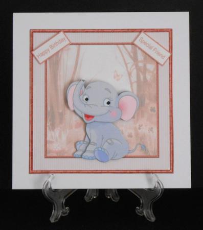 Happy Elephant Card with Decoupage by Joan Prince