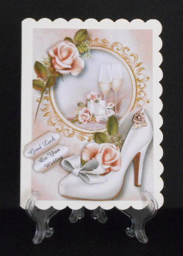 Elegant Wedding Shoe with Roses & Champagne by Joan Prince