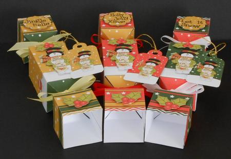 3D Snowman Snowy Scene Christmas Cracker Boxes by Joan Prince