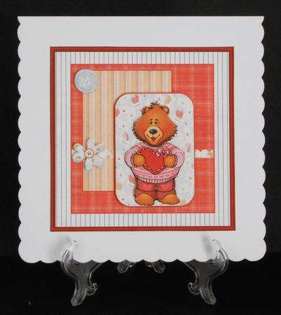 Bear with a Big Heart Card with Decoupage by Joan Prince