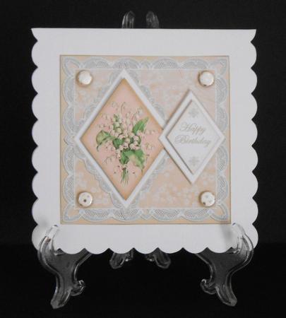 Lily of Valley Happy Birthday 7in Double Diamond Topper by Joan Prince