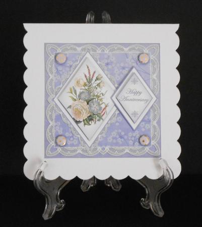 Blue Bouquet Happy Anniversary 7in Double Diamond Topper by Joan Prince