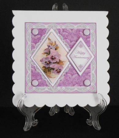 Pansies Happy Anniversary 7in Double Diamond Topper by Joan Prince