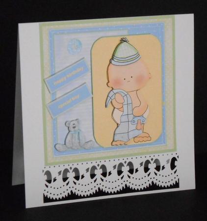 Special Birthday Boy with His Teddy Bear 6x6 Card by Joan Prince