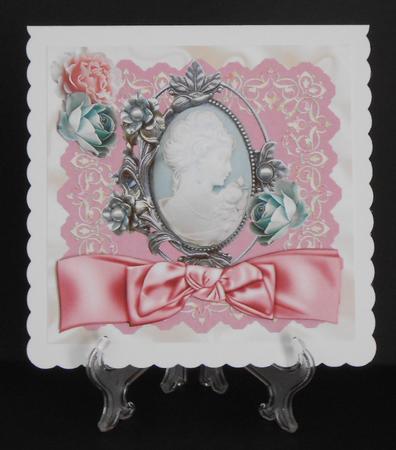 Cameo Lady with Roses and Bow 8x8 by Joan Prince