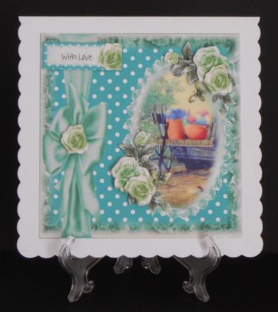 Garden in Teal with Roses Topper by Joan Prince
