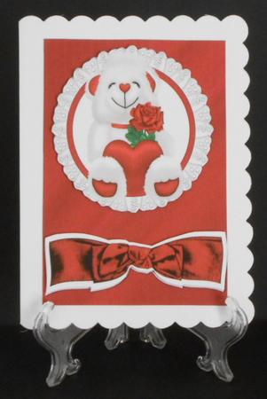 Little White Bear, with Heart Card & Topper by Joan Prince