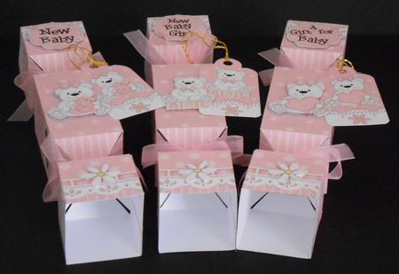 3D New Baby Girl Teddy Cracker Gift Favour Boxes by Joan Prince