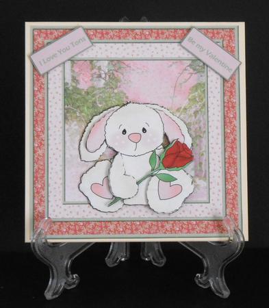 Valentine Rabbit Card with Decoupage by Joan Prince