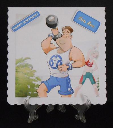 Get Fit Dude (blue) 8x8 Quick Card by Joan Prince