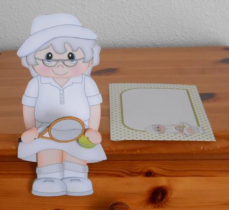 3D on the Shelf Card Kit - Little Tennis Old Lady Clara by Joan Prince