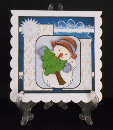 Snowman and His Tree Card with Decoupage by Joan Prince