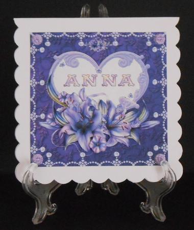 8 x 8 Lily Names a - Z - Anna - Decoupage Card Topper by Joan Prince
