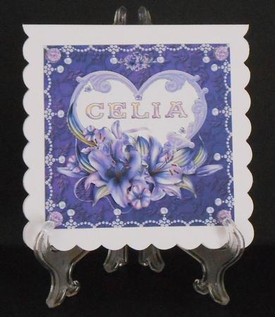 8 x 8 Lily Names a - Z - Celia - Decoupage Card Topper by Joan Prince